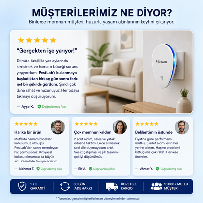 PestLab® Ultrasonik Haşere Kovucu | Kimyasalsız Ev Koruması